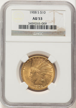 1908-S $10 Indian Eagle NGC AU53