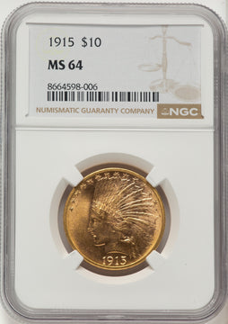 1915 $10 Indian Eagle NGC MS64