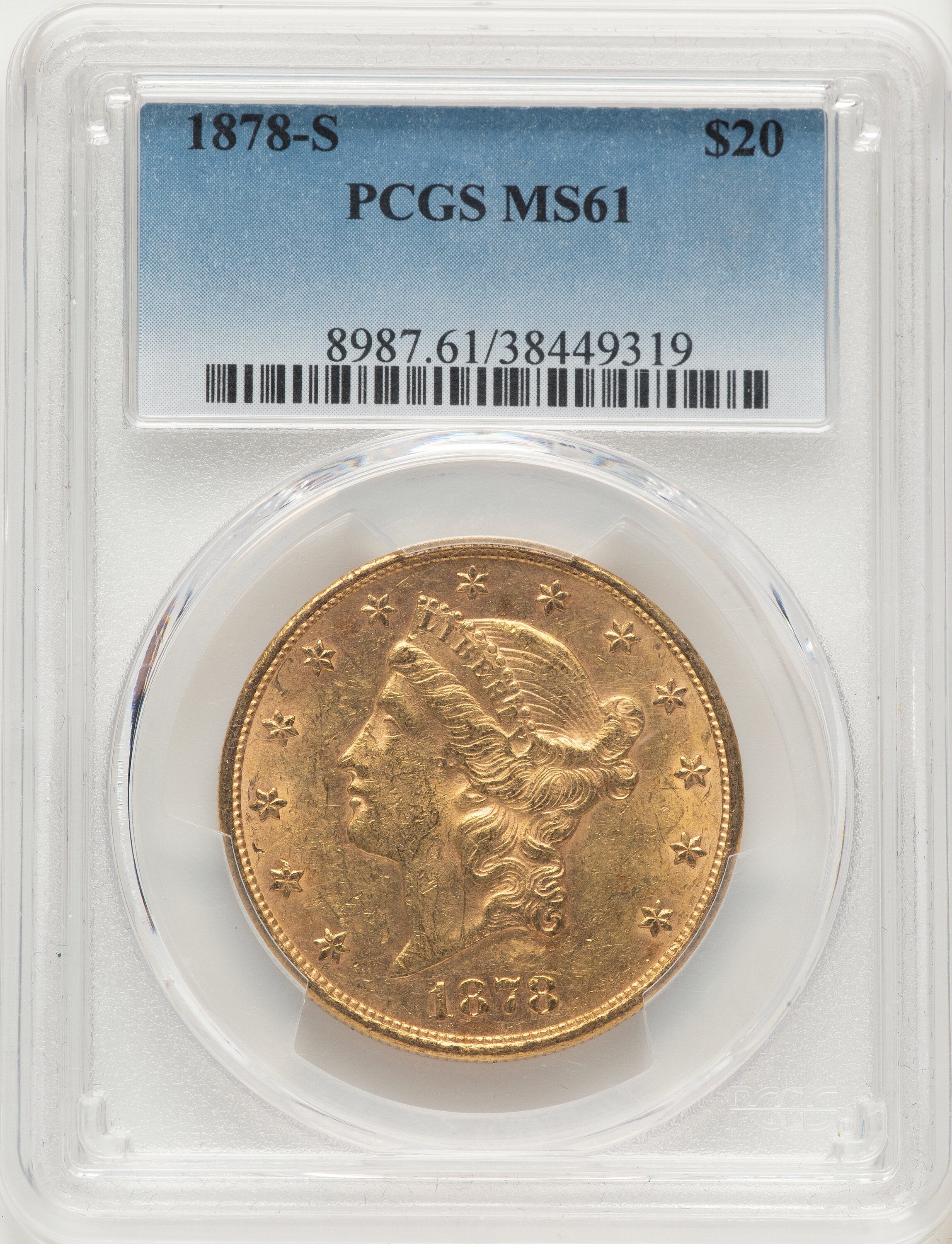 1878-S $20 Blue Gradient Liberty Double Eagle PCGS MS61 | LCR Coin