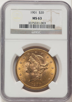 1901 $20 Liberty Double Eagle NGC MS63 1901 $20 Liberty Double Eagle NGC MS63