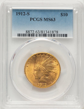 1912-S $10 Indian Eagle PCGS MS63