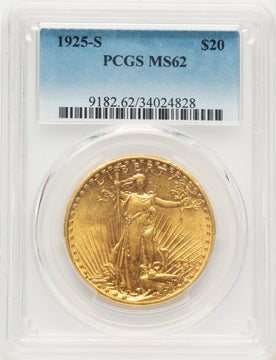 1925-S $20 Saint-Gaudens Double Eagle PCGS MS62