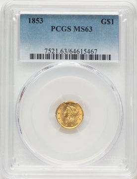 1853 G$1 Gold Dollar PCGS MS63 1853 G$1 Gold Dollar PCGS MS63