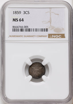 1859 3CS Three Cent Silver NGC MS64 1859 3CS Three Cent Silver NGC MS64
