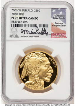 2006-W Proof Gold Buffalo 1 oz Mike Castle NGC PF70 2006-W Proof Gold Buffalo 1 oz Mike Castle NGC PF70