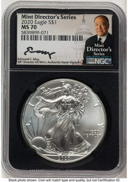 2020 Silver Eagle Mint Director's Series NGC MS70 Ed Moy 2020 Silver Eagle Mint Director's Series NGC MS70 Ed Moy