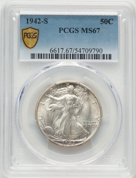1942-S 50C Walking Liberty Half Dollar PCGS MS67