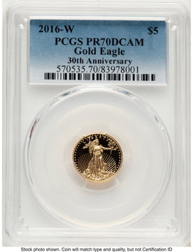 2016-W Proof Gold Eagle 1/10 oz Blue Gradient PCGS PR70 2016-W Proof Gold Eagle 1/10 oz Blue Gradient PCGS PR70