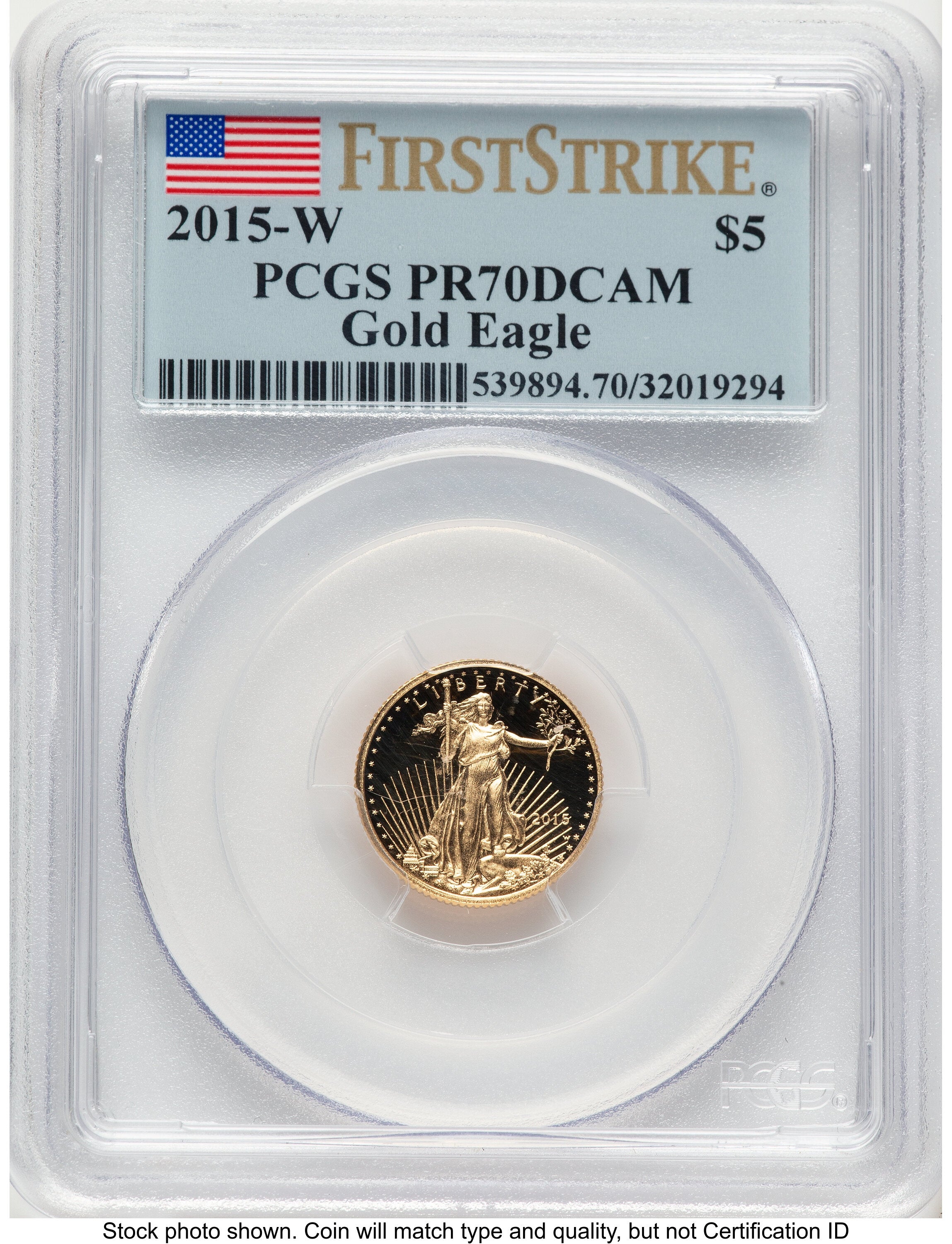 2015-W Proof Gold Eagle 1/10 oz FS Flag PCGS PR70 | LCR Coin