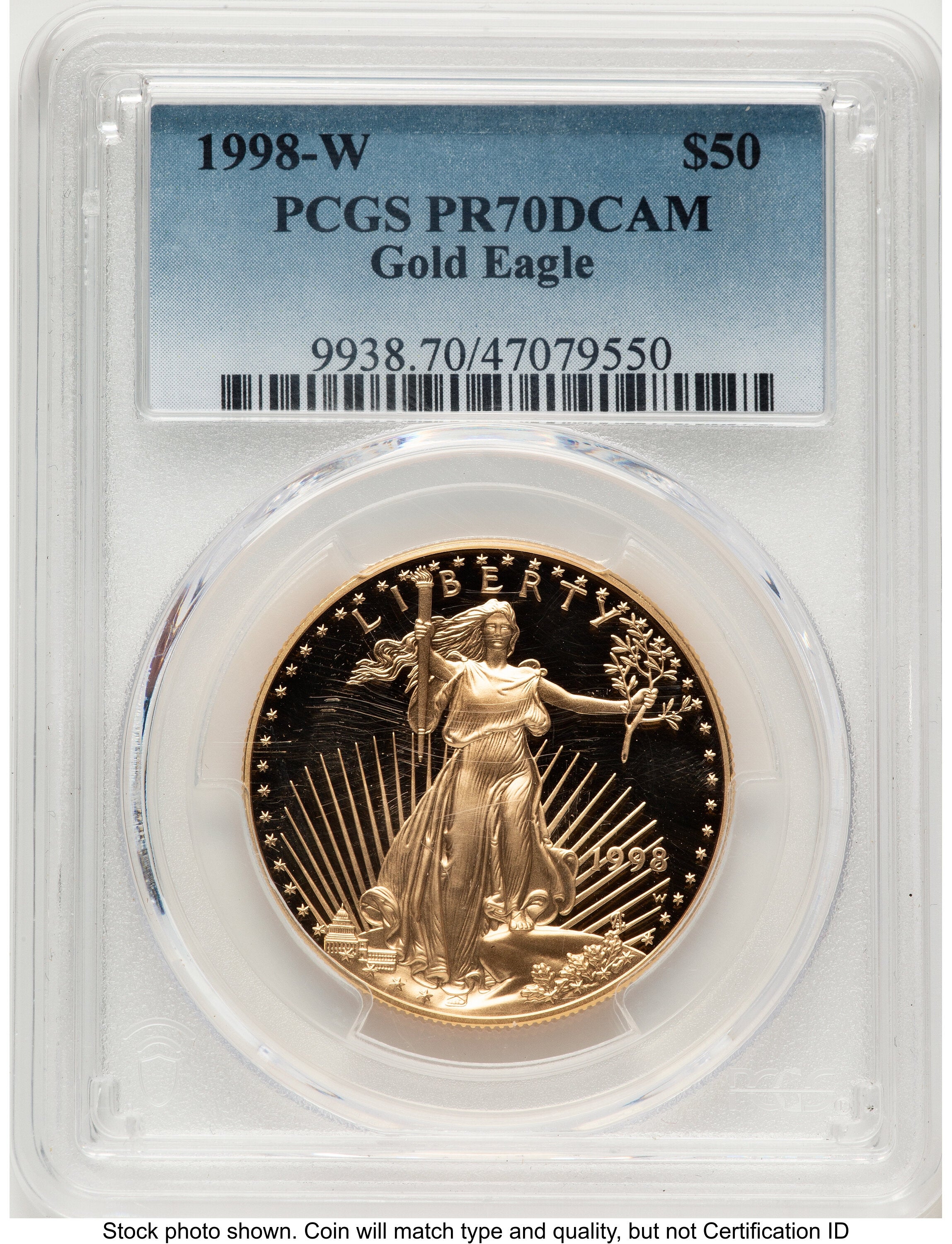 1998-W Proof Gold Eagle 1 oz Blue Gradient PCGS PR70 | LCR Coin
