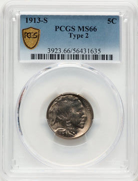 1913-S Type Two Buffalo Nickel PCGS MS66