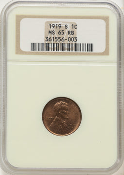 1919-S 1C RB Lincoln Cent NGC MS65