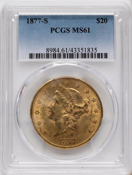 1877-S $20 Blue Gradient Liberty Double Eagle PCGS MS61 1877-S $20 Blue Gradient Liberty Double Eagle PCGS MS61