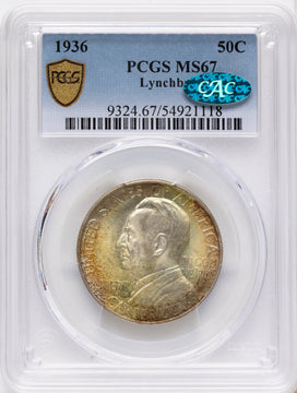 1936 50C Lynchburg CAC Commemorative Silver PCGS MS67 1936 50C Lynchburg CAC Commemorative Silver PCGS MS67