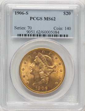 1906-S $20 Liberty Double Eagle PCGS MS62 1906-S $20 Liberty Double Eagle PCGS MS62