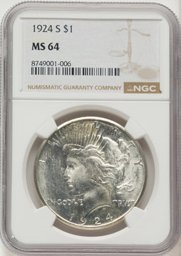 1924-S Peace Dollar NGC MS64