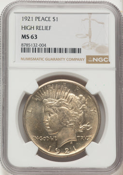1921 Peace Dollar NGC MS63 1921 Peace Dollar NGC MS63