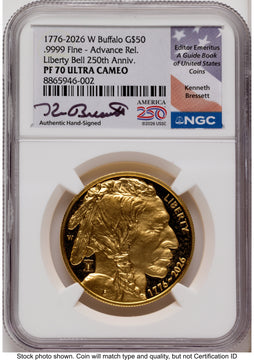 2026-W Proof Gold Buffalo 1 oz AR Kenneth Bressett America 250 NGC PF70 2026-W Proof Gold Buffalo 1 oz AR Kenneth Bressett America 250 NGC PF70