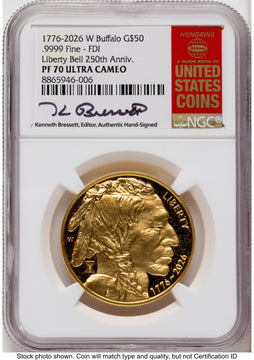 2026-W Proof Gold Buffalo 1 oz FDI Kenneth Bressett Red Book NGC PF70 2026-W Proof Gold Buffalo 1 oz FDI Kenneth Bressett Red Book NGC PF70