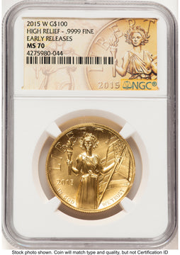 2015-W G$100 American Liberty High Relief ER 2015 HR Label NGC MS70 2015-W G$100 American Liberty High Relief ER 2015 HR Label NGC MS70