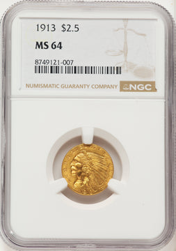 1913 $2.50 Indian Quarter Eagle NGC MS64 1913 $2.50 Indian Quarter Eagle NGC MS64