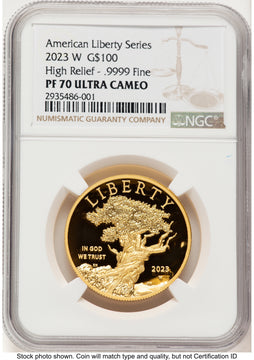 2023-W G$100 American Liberty High Relief Brown Label NGC PF70