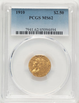 1910 $2.50 Indian Quarter Eagle PCGS MS62 1910 $2.50 Indian Quarter Eagle PCGS MS62