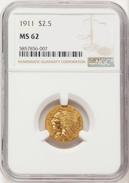 1911 $2.50 Indian Quarter Eagle NGC MS62 1911 $2.50 Indian Quarter Eagle NGC MS62