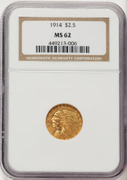 1914 $2.50 Indian Quarter Eagle NGC MS62 1914 $2.50 Indian Quarter Eagle NGC MS62