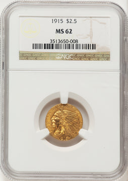 1915 $2.50 Brown Label Indian Quarter Eagle NGC MS62 1915 $2.50 Brown Label Indian Quarter Eagle NGC MS62