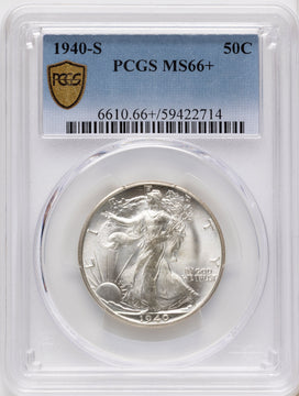 1940-S 50C Walking Liberty Half Dollar PCGS MS66+ 1940-S 50C Walking Liberty Half Dollar PCGS MS66+