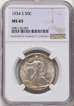 1934-S 50C Walking Liberty Half Dollar NGC MS65 1934-S 50C Walking Liberty Half Dollar NGC MS65
