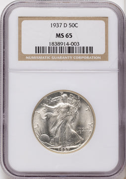 1937-D 50C Walking Liberty Half Dollar NGC MS65 1937-D 50C Walking Liberty Half Dollar NGC MS65