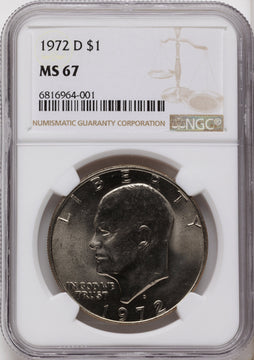 1972-D $1 Eisenhower Dollar NGC MS67 1972-D $1 Eisenhower Dollar NGC MS67