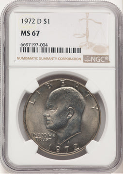 1972-D $1 Eisenhower Dollar NGC MS67 1972-D $1 Eisenhower Dollar NGC MS67