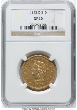 1843-O $10 Liberty Eagle NGC XF40 1843-O $10 Liberty Eagle NGC XF40