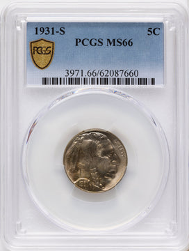 1931-S 5C Buffalo Nickel PCGS MS66 1931-S 5C Buffalo Nickel PCGS MS66