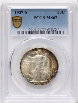 1937-S 50C Walking Liberty Half Dollar PCGS MS67 1937-S 50C Walking Liberty Half Dollar PCGS MS67