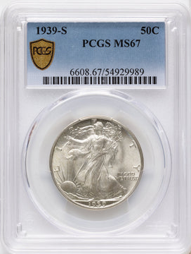 1939-S 50C Walking Liberty Half Dollar PCGS MS67 1939-S 50C Walking Liberty Half Dollar PCGS MS67