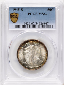 1945-S 50C Walking Liberty Half Dollar PCGS MS67 1945-S 50C Walking Liberty Half Dollar PCGS MS67
