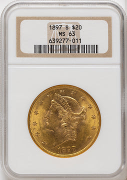 1897-S $20 Brown Label Liberty Double Eagle NGC MS63 1897-S $20 Brown Label Liberty Double Eagle NGC MS63