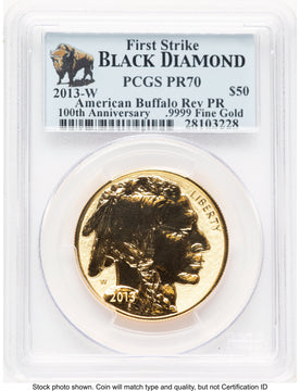 2013-W Reverse Proof Gold Buffalo 1 oz FS Black Diamond Bison Label PCGS PR70 2013-W Reverse Proof Gold Buffalo 1 oz FS Black Diamond Bison Label PCGS PR70