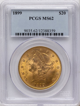 1899 $20 Liberty Double Eagle PCGS MS62 1899 $20 Liberty Double Eagle PCGS MS62