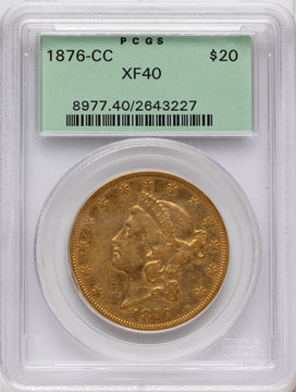 1876-CC $20 Liberty Double Eagle PCGS XF40 1876-CC $20 Liberty Double Eagle PCGS XF40