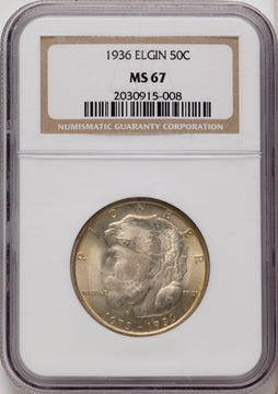 1936 50C Elgin Commemorative Silver NGC MS67 1936 50C Elgin Commemorative Silver NGC MS67