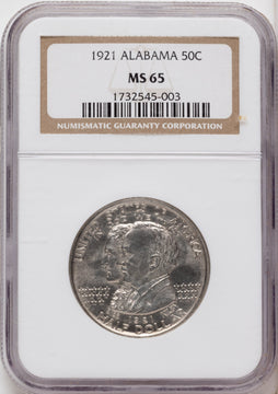 1921 50C Alabama Commemorative Silver NGC MS65 1921 50C Alabama Commemorative Silver NGC MS65