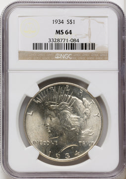 1934 Peace Dollar NGC MS64 1934 Peace Dollar NGC MS64