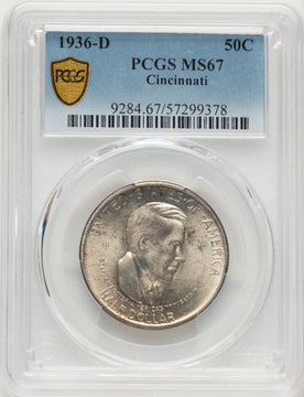 1936-D 50C Cincinnati Commemorative Silver PCGS MS67 1936-D 50C Cincinnati Commemorative Silver PCGS MS67