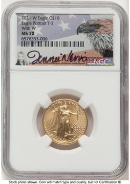 2021-W TY2 Gold Eagle 1/4 oz Unfinished Proof Dies Jennie Eagle Flag NGC PF70 Norris 2021-W TY2 Gold Eagle 1/4 oz Unfinished Proof Dies Jennie Eagle Flag NGC PF70 Norris