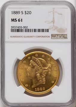 1889-S $20 Brown Label Liberty Double Eagle NGC MS61 1889-S $20 Brown Label Liberty Double Eagle NGC MS61